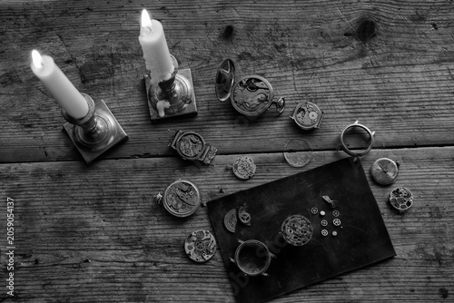 Vintage watchmaker's workshop, watch repair, repair shop