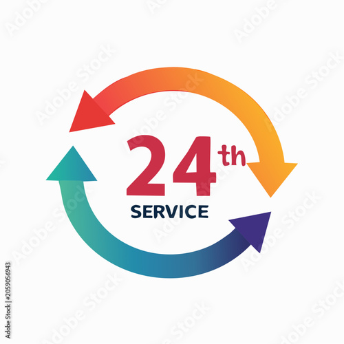 24/7 Service Icon with Circular Arrows
