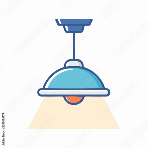 Blue pendant light fixture with warm glow