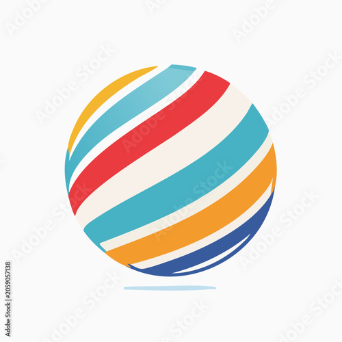 Colorful Sphere with Diagonal Stripes