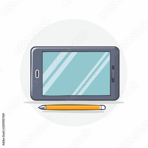 Digital Drawing Tablet and Stylus Illustration