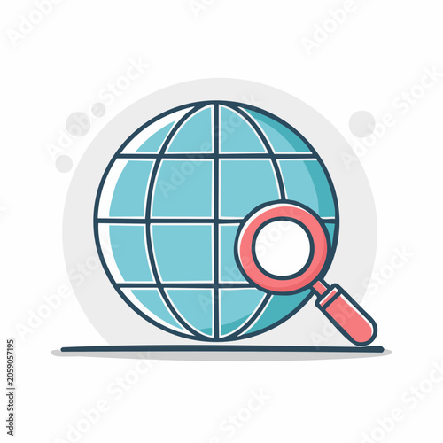 Globe with Magnifying Glass Icon