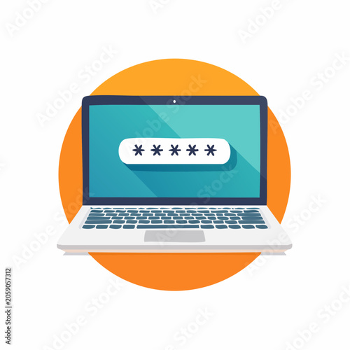 Laptop Screen Showing Password Input Field