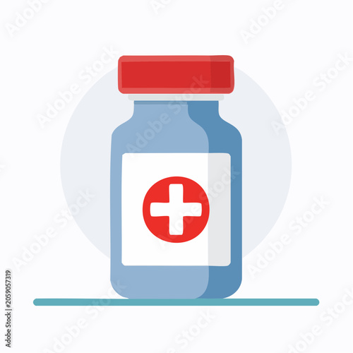 Medical Bottle with Red Cross Symbol