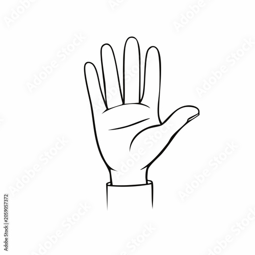 Outline of a Hand with Five Fingers Raised