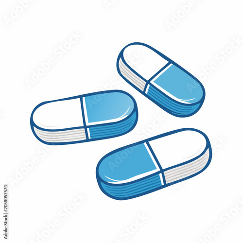 Three Blue and White Capsules