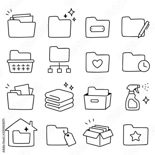 Εκτύπωση καμβά Organizing Folder Cleaning Icon Set