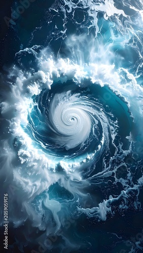 A swirling storm with clouds and lightning