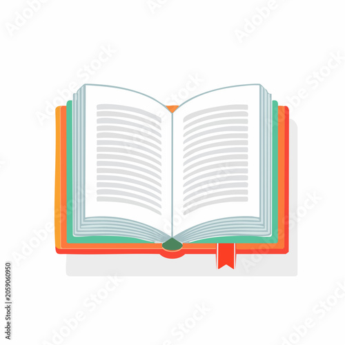 Open Book with Blank Pages and Bookmark