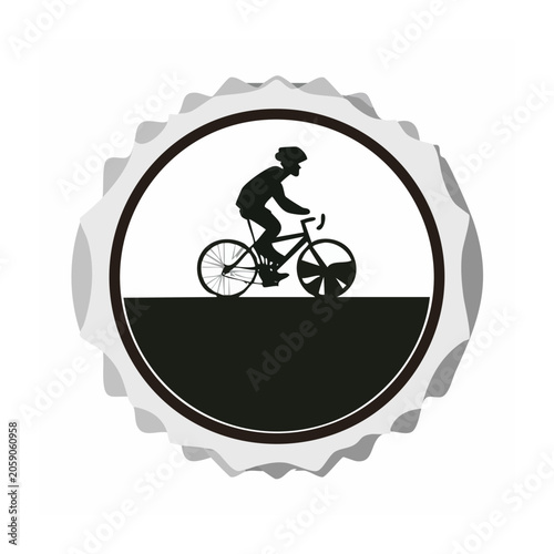 Minimalist cyclist icon in circular badge