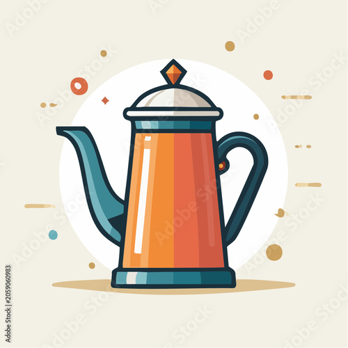 Stylized Illustration of a Vintage Coffee Pot