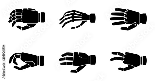 Photos Robotic Hand Icons, Cyborg Prosthetic Limbs, Futuristic Bionic Appendages, AI Te