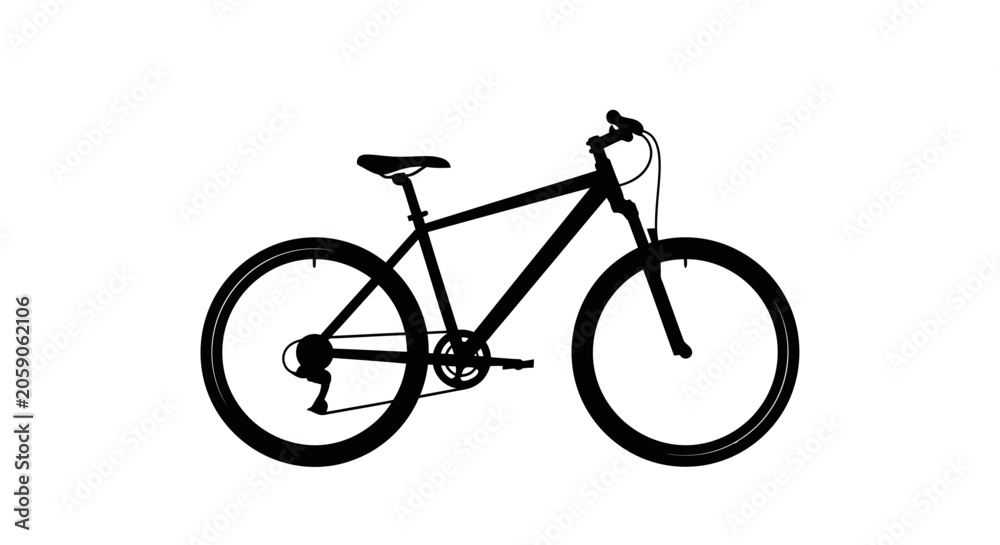 Fototapeta premium Black silhouette of a mountain bike isolated on a simple design for sports and outdoor cycling activity