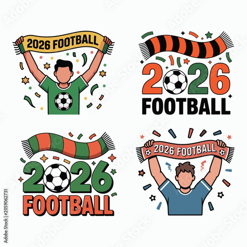 2026 Football Soccer Fan Scarf Ball Confetti Graphic Set
