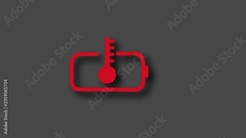 Battery overheating indicator. Electric vehicle dashboard.