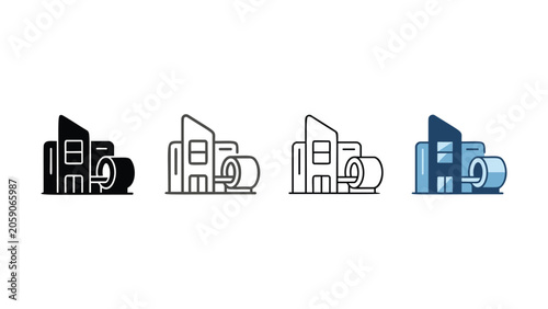 Tableau sur toile Simplified representation of modern commercial office buildings with a prominent