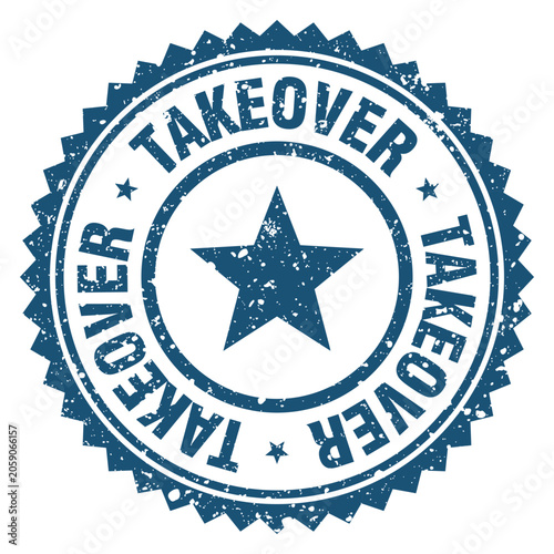Принти на полотні takeover blue grunge round stamp. takeover stamp
