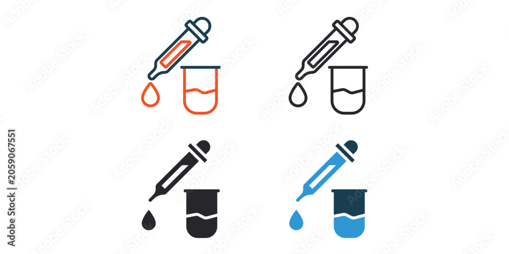 Obraz premium pipette icons outline and Flat Style,transparent background