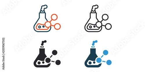 chemical icons outline and Flat Style,transparent background
