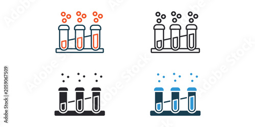 test tube icons outline and Flat Style,transparent background