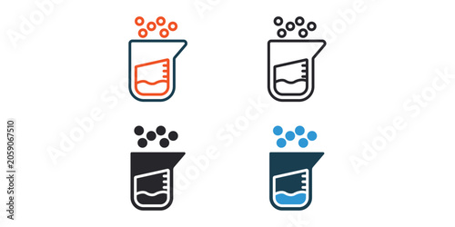 beaker icons outline and Flat Style,transparent background