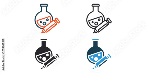 lab icons outline and Flat Style,transparent background