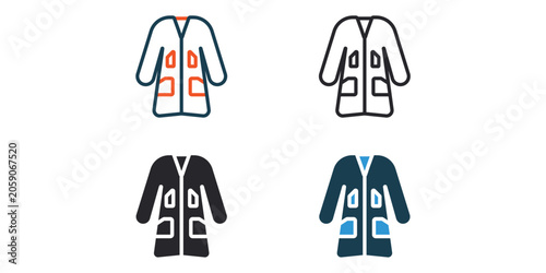 coat icons outline and Flat Style,transparent background