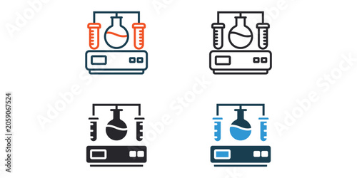 centrifugation icons outline and Flat Style,transparent background