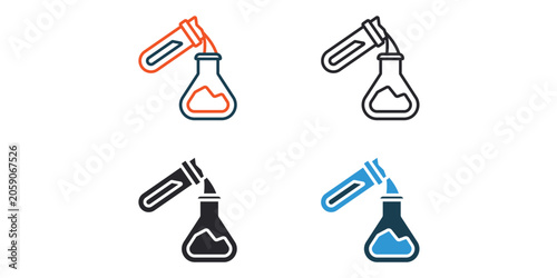 test icons outline and Flat Style,transparent background