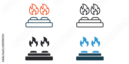 burner icons outline and Flat Style,transparent background