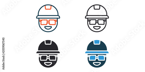 safety glasses icons outline and Flat Style,transparent background