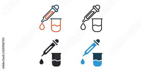 pipette icons outline and Flat Style,transparent background