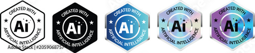 фотографія AI Generated Content Badge Bundle Set of 5 Artificial Intelligence Disclosure La