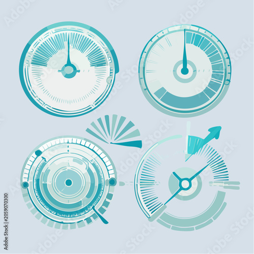 Futuristic UI Elements with Gauges and Dials