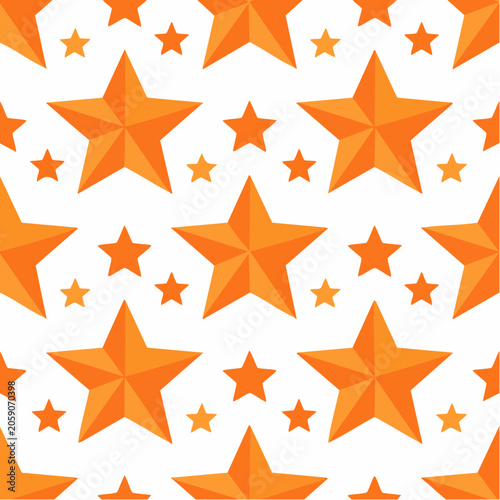 Seamless Pattern of Orange Stars on White Background
