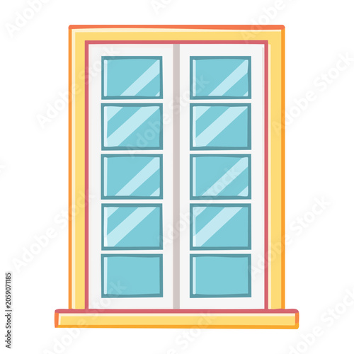Flat Design Illustration of a Double Hung Window