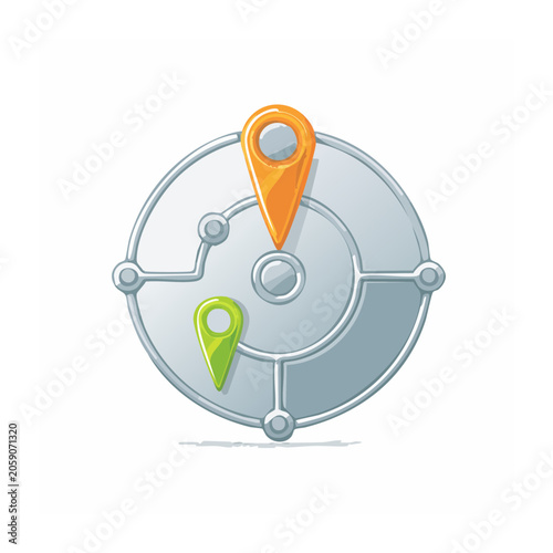 Radar screen with location pins illustration