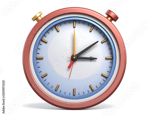 A stopwatch with a copper-colored case and white face
