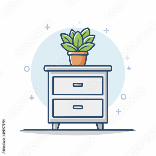 Potted Plant on a Nightstand