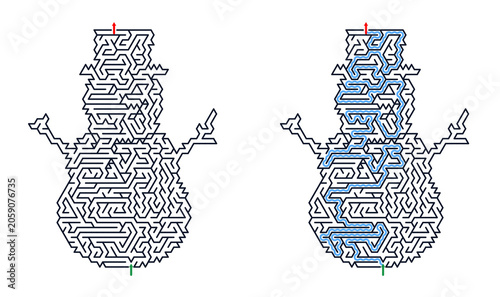 Winter labyrinth puzzle printable
