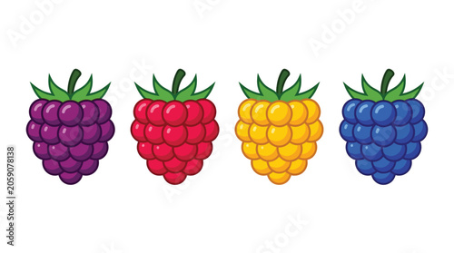 Colorful vector illustration of four delicious vibrant berries displayed in a simple flat graphic style