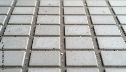 White ceramic tile pattern with grout lines in close-up view  
