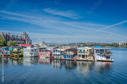 Floating houses village in Victoria British Colombia canada