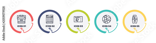 Canvastavla summer outline icon set featuring portable fridge, air mattress, plane ticket, beach volleyball icons