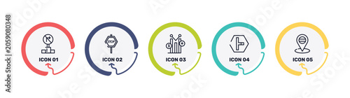 Cuadro en lienzo signals set outline icon set featuring no turn right, stop hexagonal, yield, t junction icons