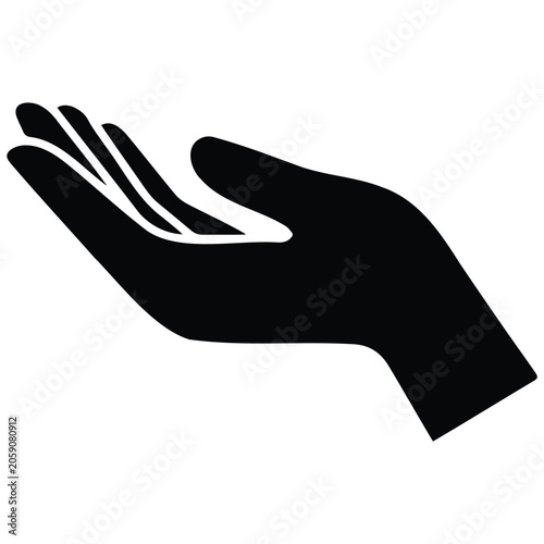 Canvas Print Detailed open hand palm gesture icon vector illustration showing a reaching open palm