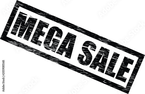Black mega sale stamp isolated on white background for advertising