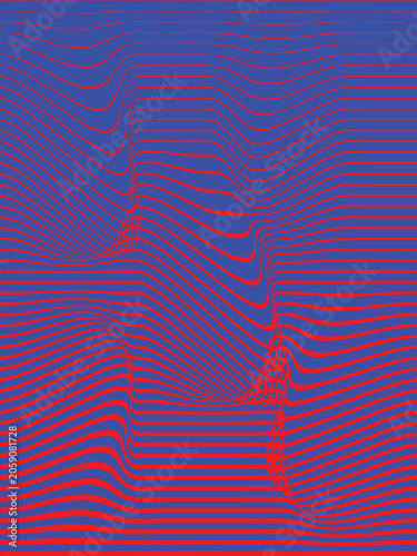 Vibrant blue and red wavy lines abstract background texture
