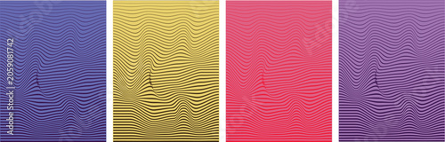 Vibrant colorful wavy line patterns in purple, yellow, red, and pink hues