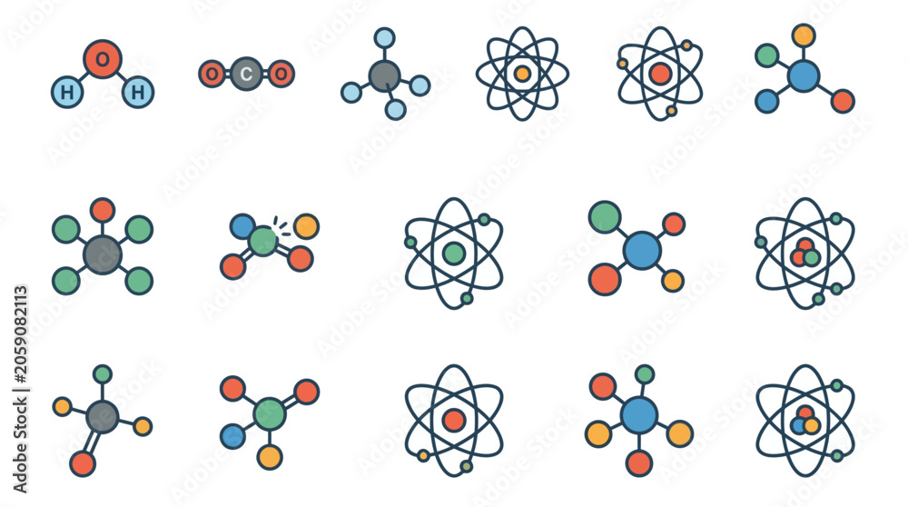 Fototapeta premium Atomic structures and molecular models illustrations